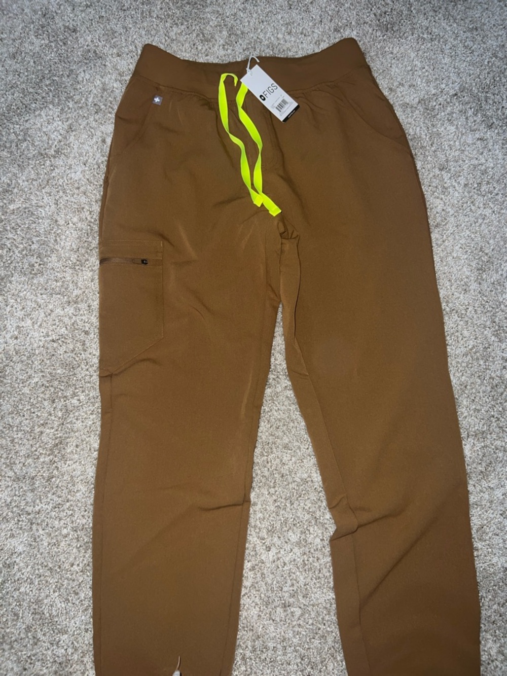 Figs Women's Joggers - Brown with Neon Drawstring Accent